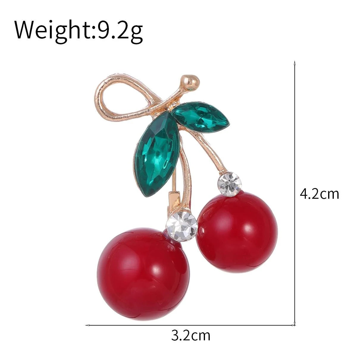 Cute 3D Cherry Brooch With Rhinestone Crystal Leaves, Gold Alloy Lapel Pin Corsage For Women's Suit Gift