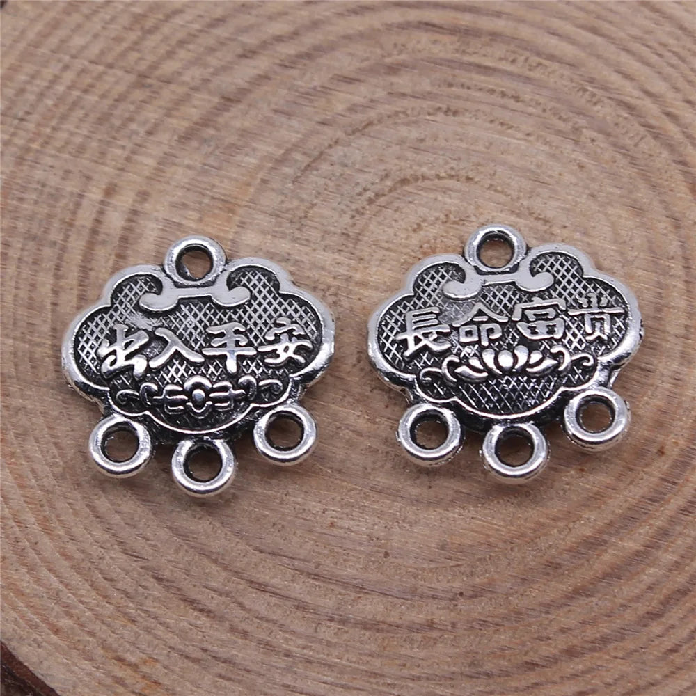 14x14mm 1.5g Antique Silver Zinc Alloy Peace Lock Connector Charm for DIY Bracelet Necklace Making