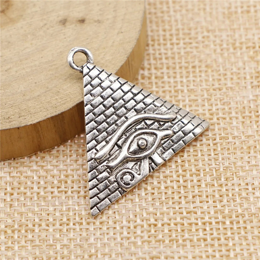 30x32mm 3.8g Multicolor Zinc Alloy Pyramid Horus Eye Charm Pendant for DIY Jewelry Making