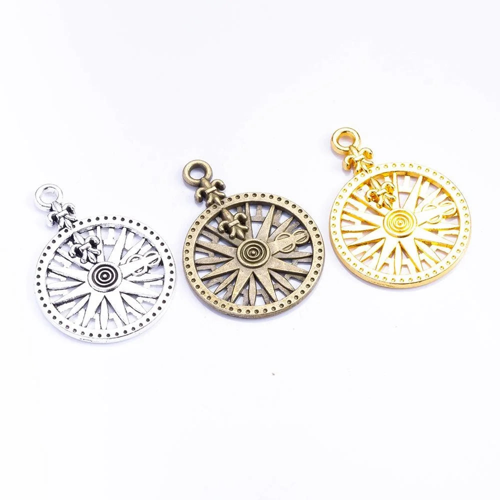 26x36mm Zinc Alloy Compass Charm Pendant for DIY Necklace Bracelet Jewelry Making