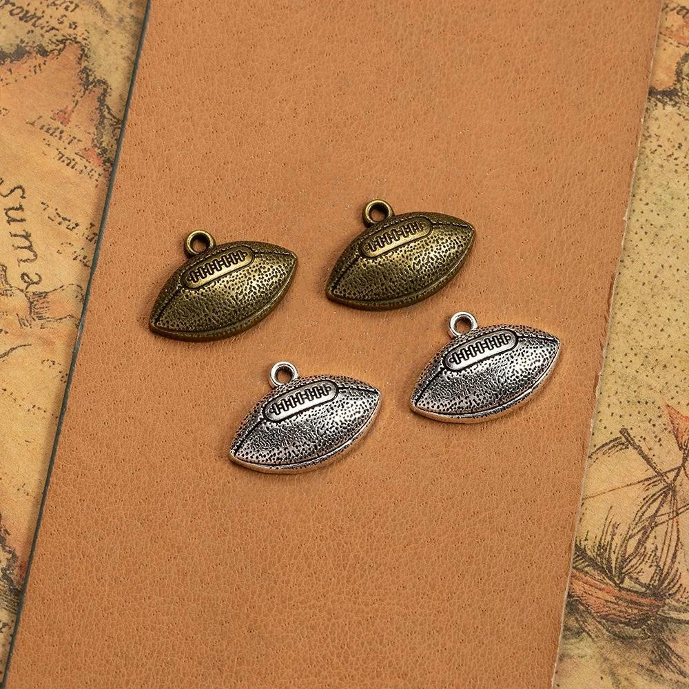 24x17MM Antique Silver Zinc Alloy Football Charm Pendant for DIY Necklace Bracelet Jewelry Making