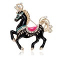 Cute Enamel Unicorn Horse Brooch With Rhinestone Alloy Lapel Pin, Elegant Animal Corsage Gift Accessory