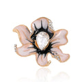 Elegant Green Enamel Peony Flower Brooch With Rhinestones, Gold Alloy Lapel Pin Corsage Gift