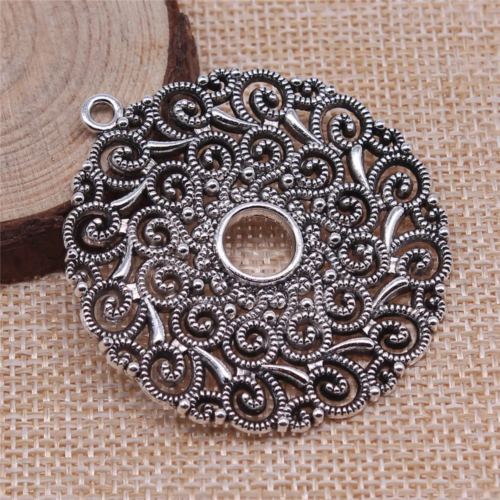 49x49mm 11g Multicolor Zinc Alloy Geometric Round Ring Earring Charms Pendants for DIY Jewelry Making