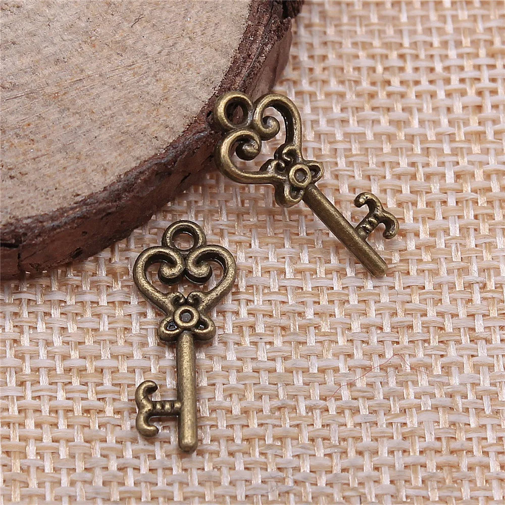 21x8mm 0.8g Multicolor Zinc Alloy Small Key Charm Pendant for DIY Bracelet Necklace Making