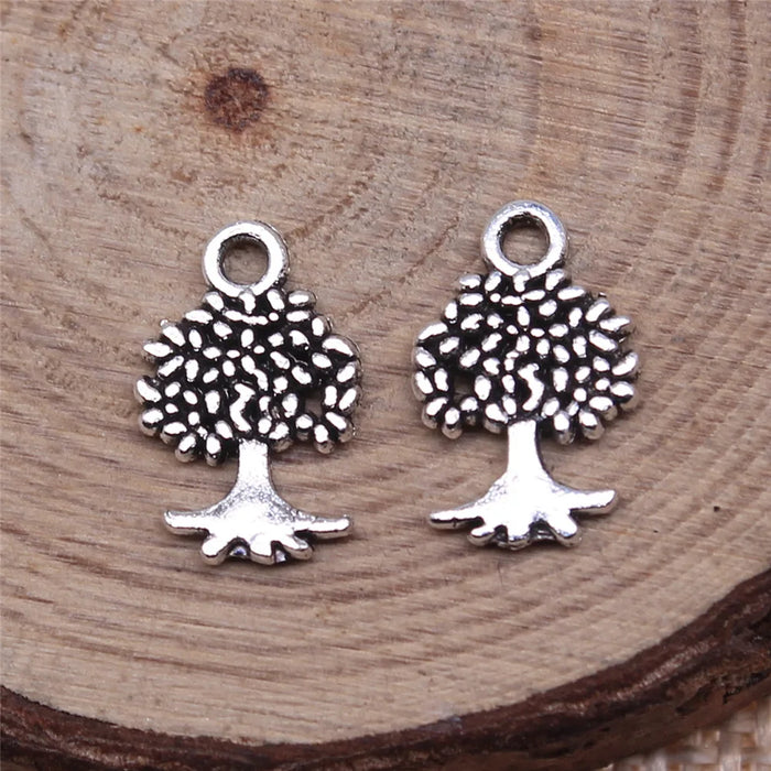 13x8mm 0.4g Antique Silver Zinc Alloy Tree Charm Pendant for DIY Necklace Bracelet Jewelry Making