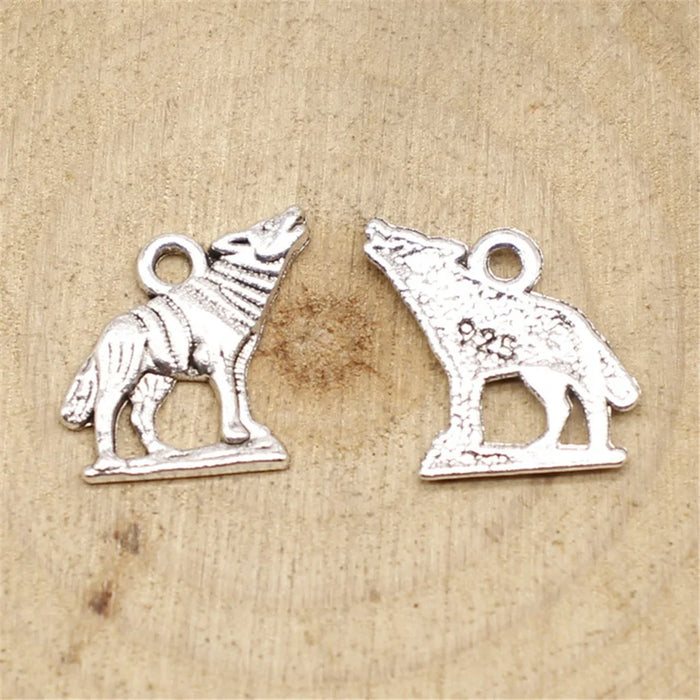 15x15mm 0.7g Multicolor Zinc Alloy Cute Wolf Charm Pendant for DIY Vintage Style Jewelry Making