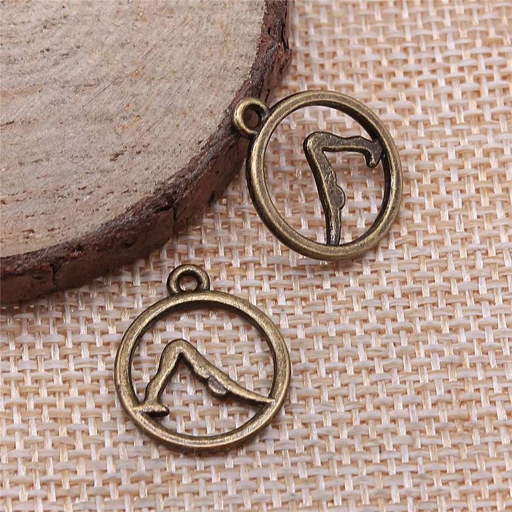 19x16mm 1g Multicolor Zinc Alloy Yoga Charm Pendant for DIY Necklace Bracelet Making