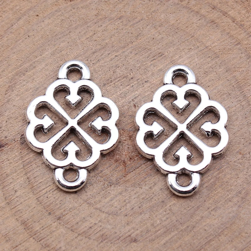 21x15mm 1.4g Antique Silver Zinc Alloy Flower Filigree Connector Charm for DIY Jewelry Making