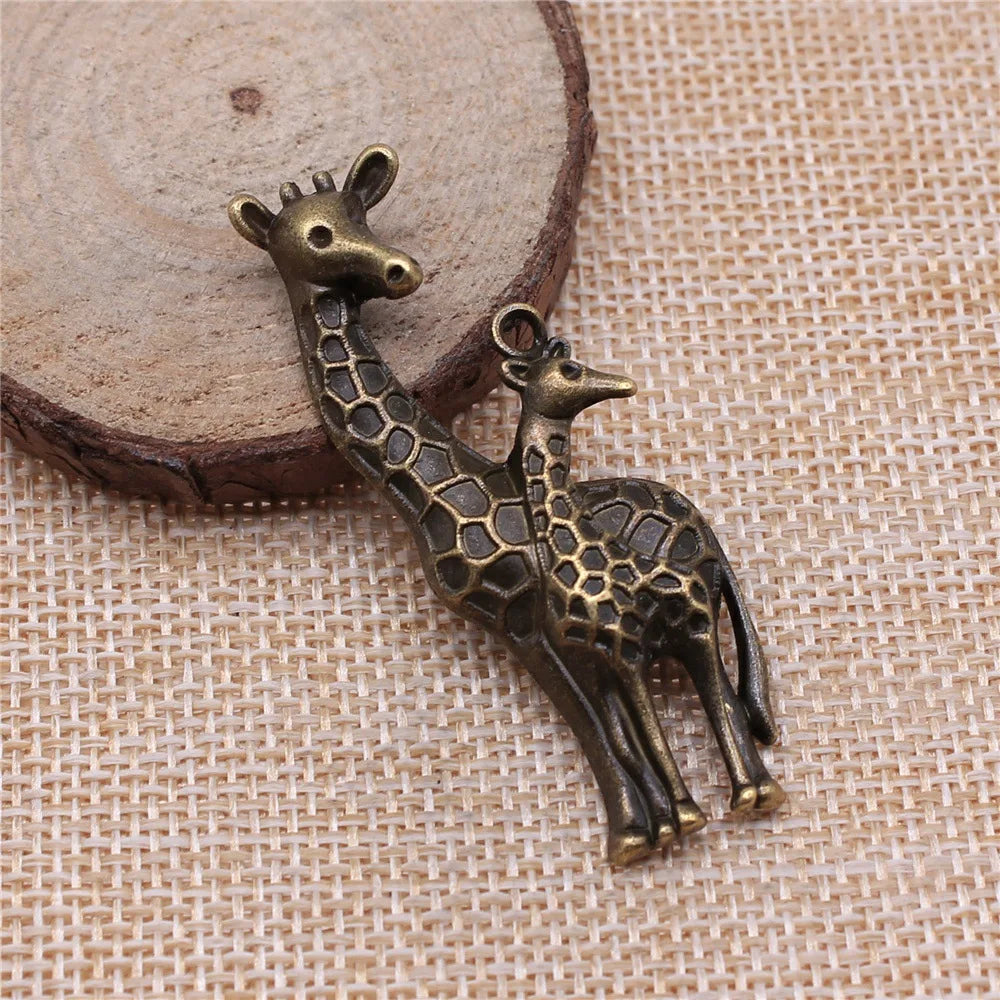 54x22mm 4.4g Multicolor Zinc Alloy Giraffe Charm Pendant for Necklace Bracelet Jewelry Making