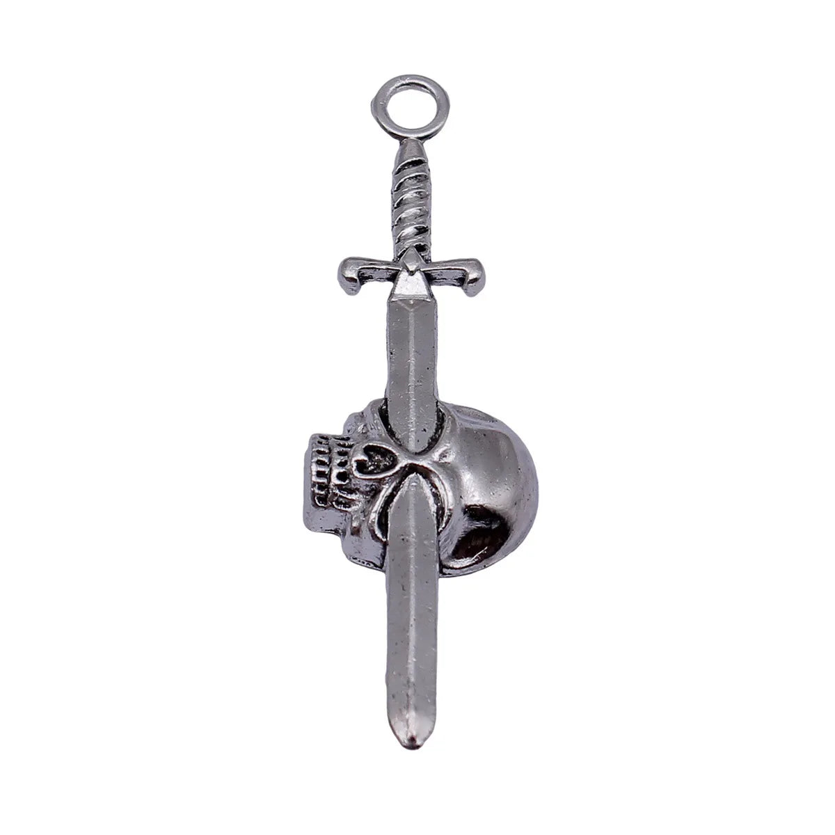 56x17mm 3.8g Antique Silver Zinc Alloy Skull Sword Charm Pendant for DIY Gothic Jewelry Making