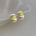 Green Zircon Micro Pave Copper C Shaped Hoop Earrings Geometric Line Commuter Jewelry