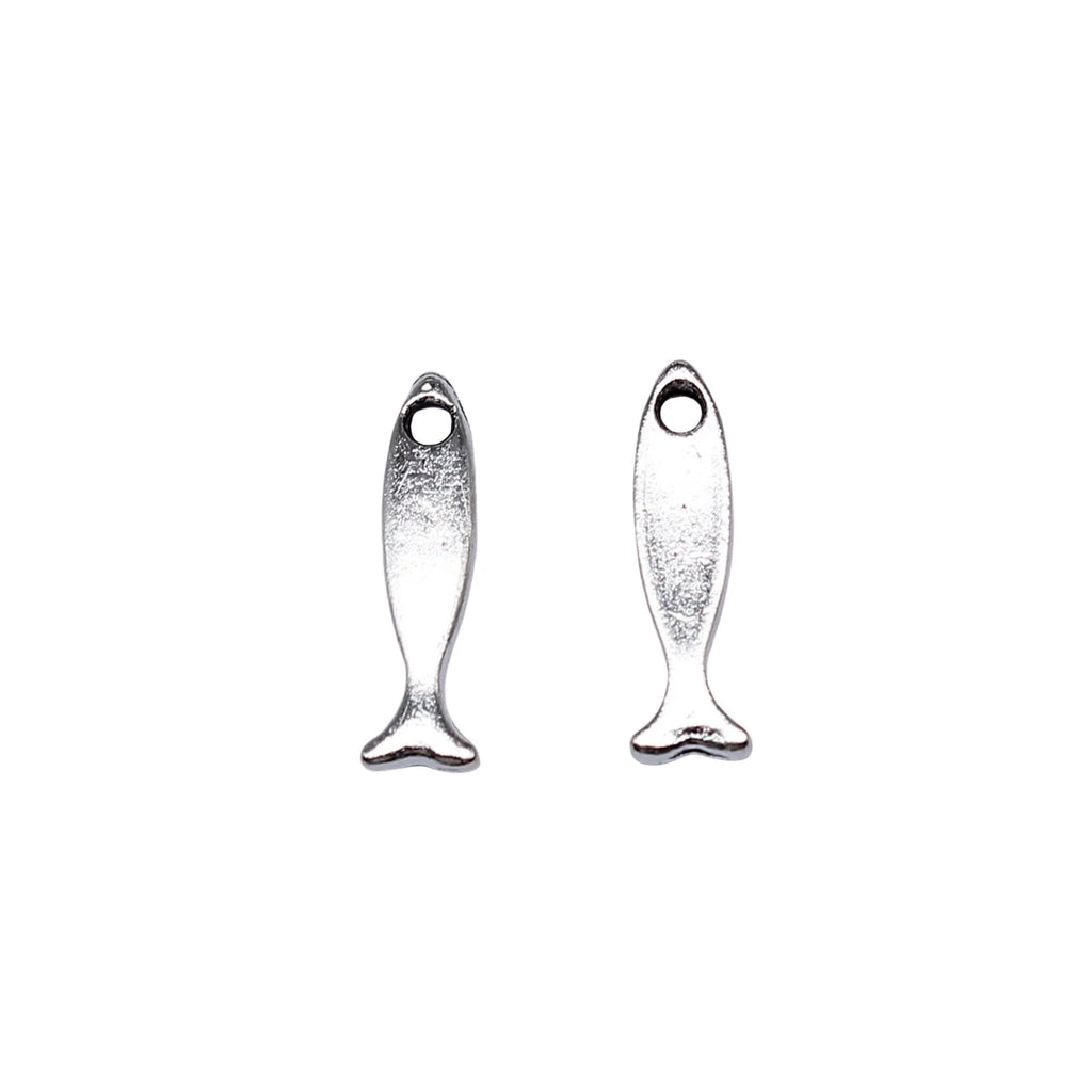 16x5mm 0.5g Antique Silver Zinc Alloy Small Fish Charm Pendant for Necklace Bracelet Making