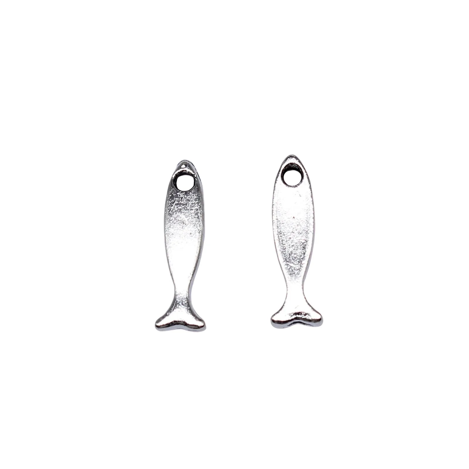 16x5mm 0.5g Antique Silver Zinc Alloy Small Fish Charm Pendant for Necklace Bracelet Making