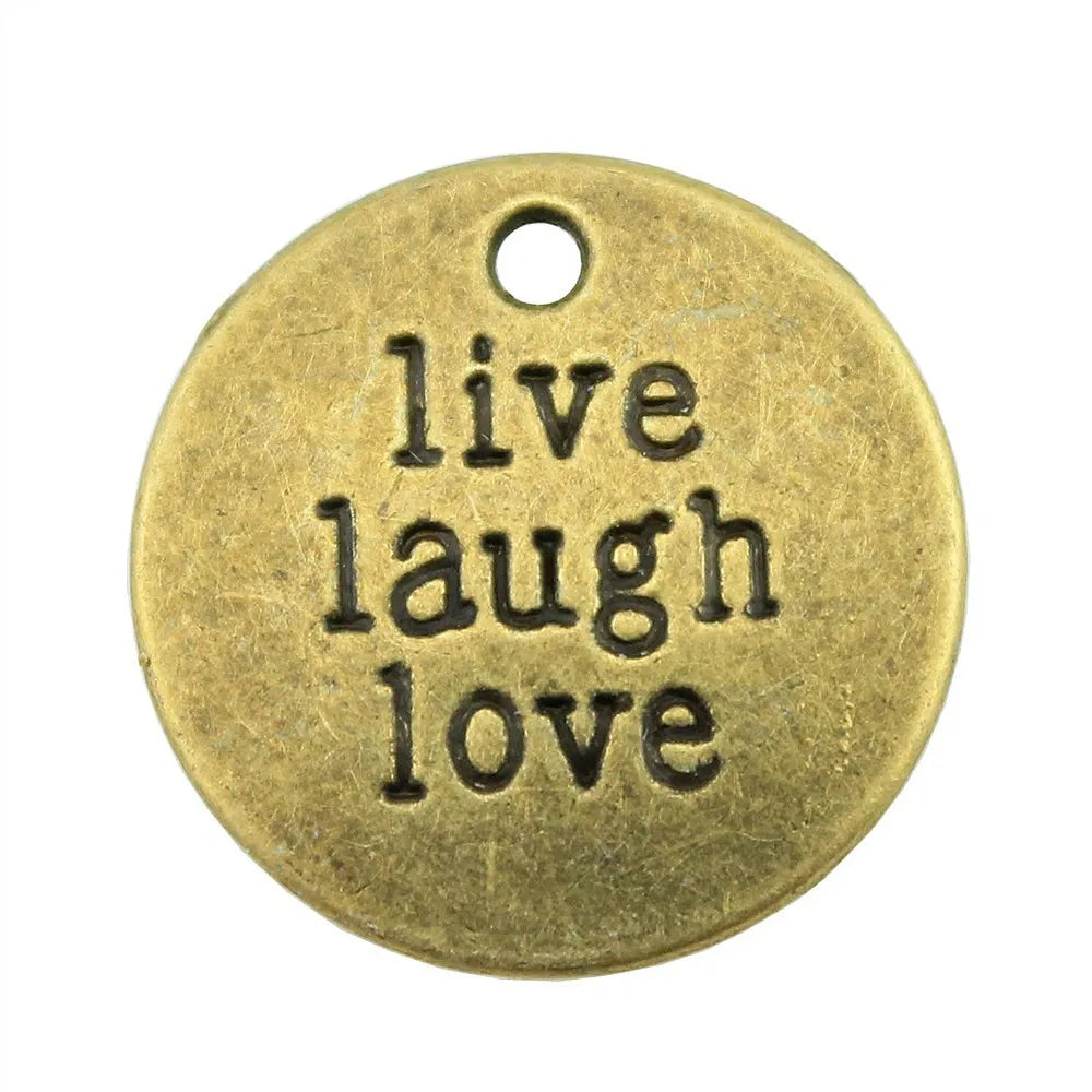 20mm 3g Zinc Alloy Live Laugh Love Word Letter Charm Pendant for DIY Bracelet Necklace Jewelry