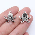 20x20mm 1.9g Antique Silver Tone Zinc Alloy Pirate Skull Charm Pendant for DIY Dark Style Jewelry