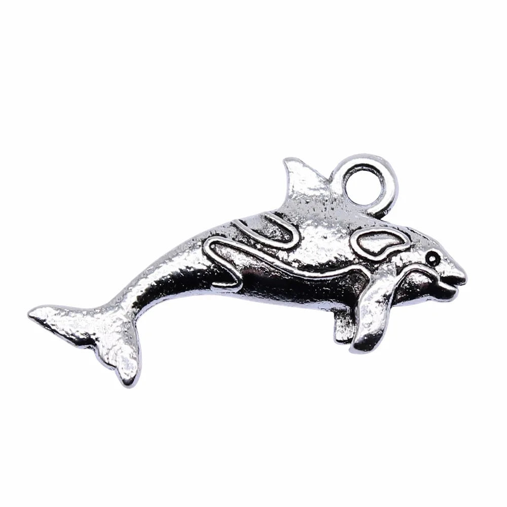 24x12mm 1.2g Multi Color Zinc Alloy Fish Charm Pendant for DIY Ocean Theme Jewelry Making