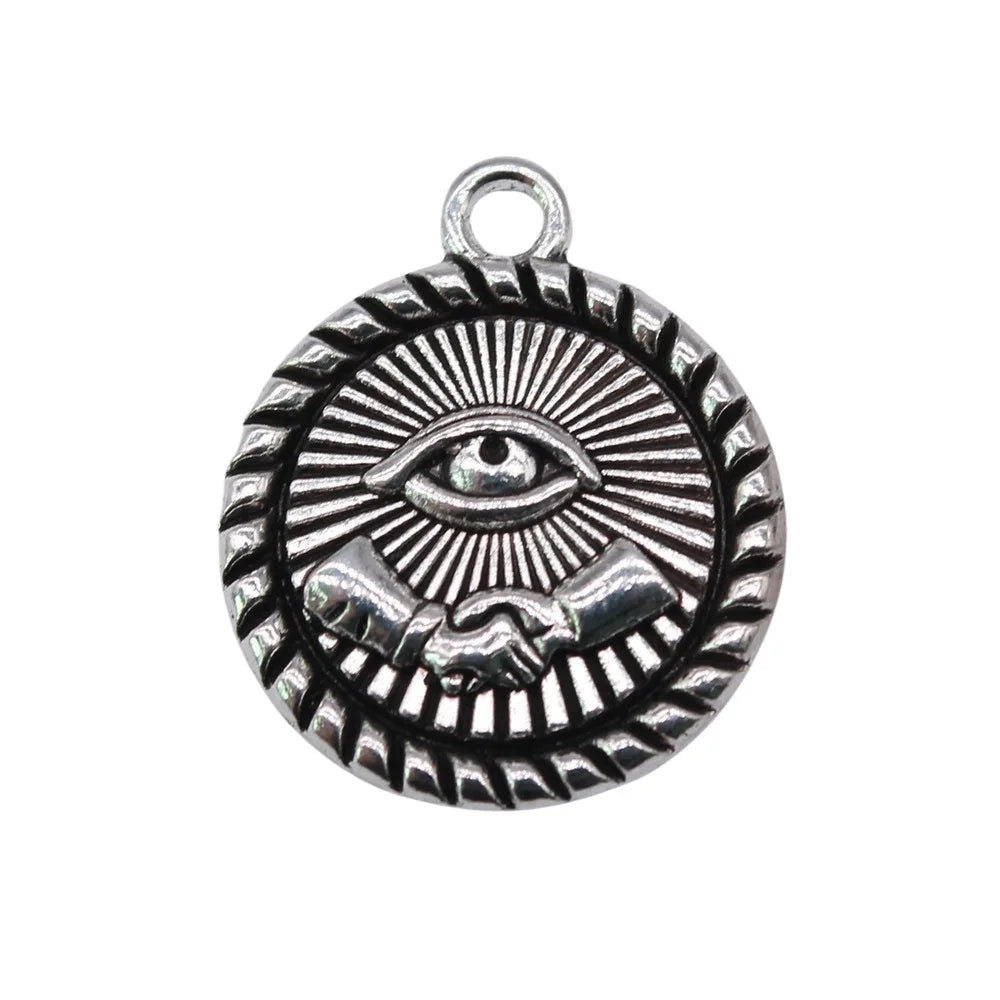 21x18mm 2.3g Antique Silver Zinc Alloy Handshake Eye Charm Pendant for DIY Jewelry Making