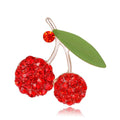 Cute Red Enamel Cherry Rhinestone Brooch For Women, Fashion Alloy Lapel Pin Corsage Gift Accessory