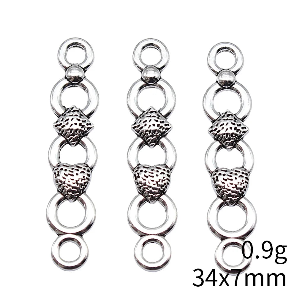 34x7mm 0.9g Antique Silver Zinc Alloy Long Bar Connector Charm for DIY Bracelet Necklace Making