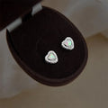 Sweet Cool Mini Heart Stud Earrings Copper Created Opal Micro Pave Zircon Jewelry
