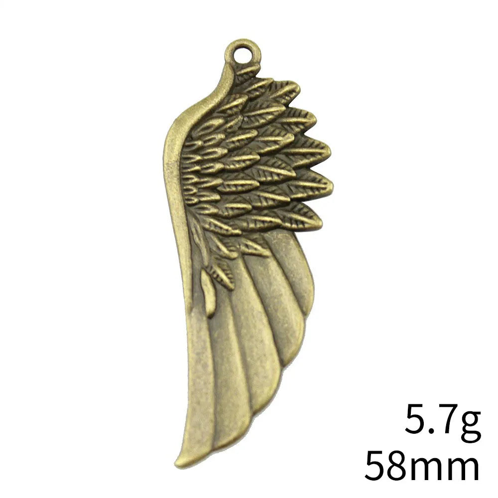 22x58mm 5.7g Multicolor Zinc Alloy Large Wing Charm Pendant for DIY Necklace Earrings Jewelry