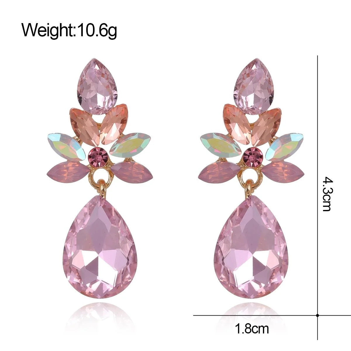 Elegant Alloy Rhinestone Geometric Waterdrop Earrings Luxury Crystal Dangle Studs For Wedding Party Gift
