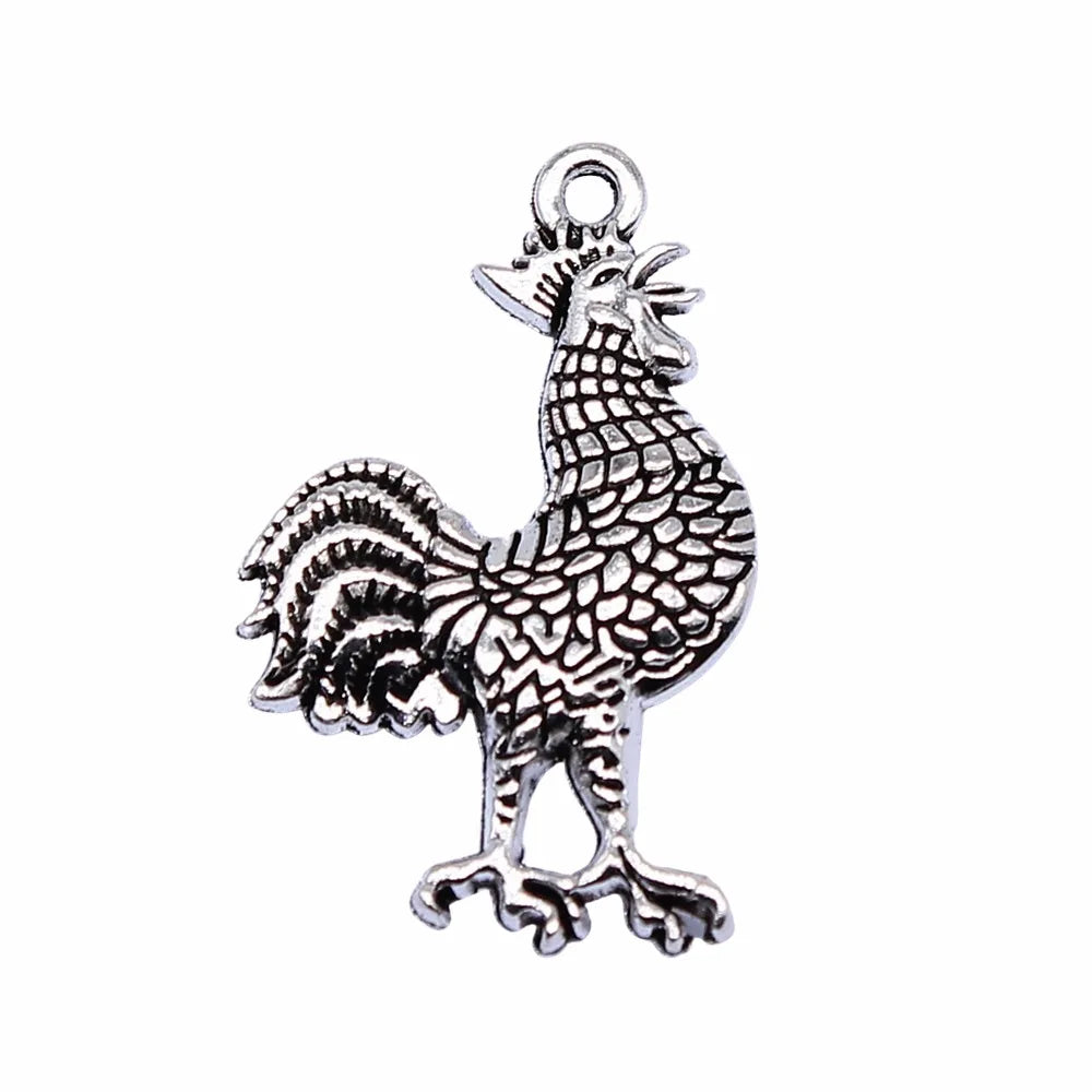 31x20mm 4.1g Antique Silver Zinc Alloy Rooster Charm Pendant for DIY Necklace Bracelet Jewelry Making