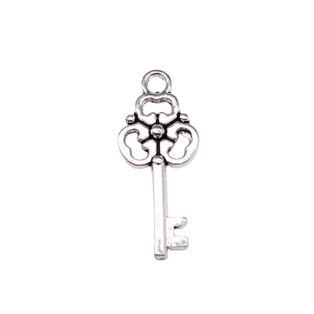 10x23mm 0.8g Antique Silver Zinc Alloy Key Charm Pendant for DIY Necklace Bracelet Jewelry Making
