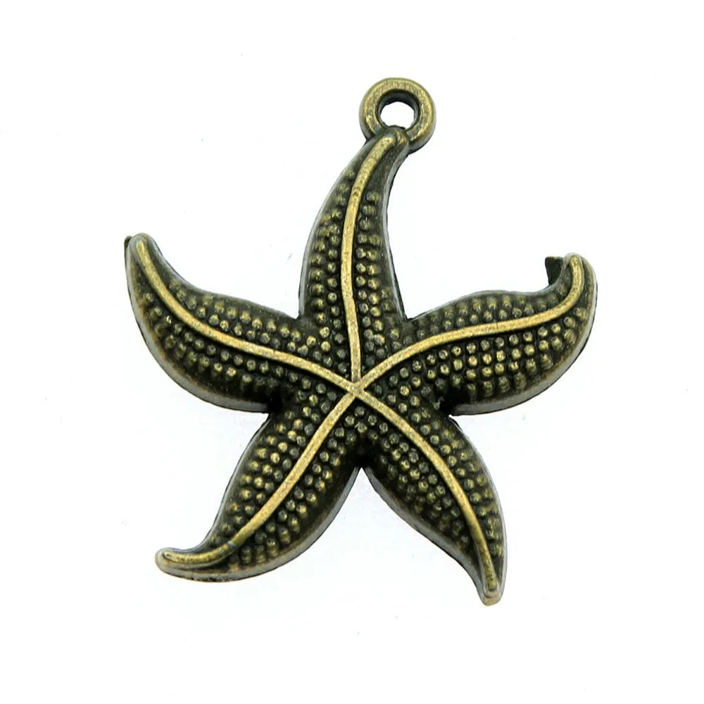 24mm 2.2g Multicolor Zinc Alloy Starfish Charm Pendant for DIY Ocean Theme Jewelry Making