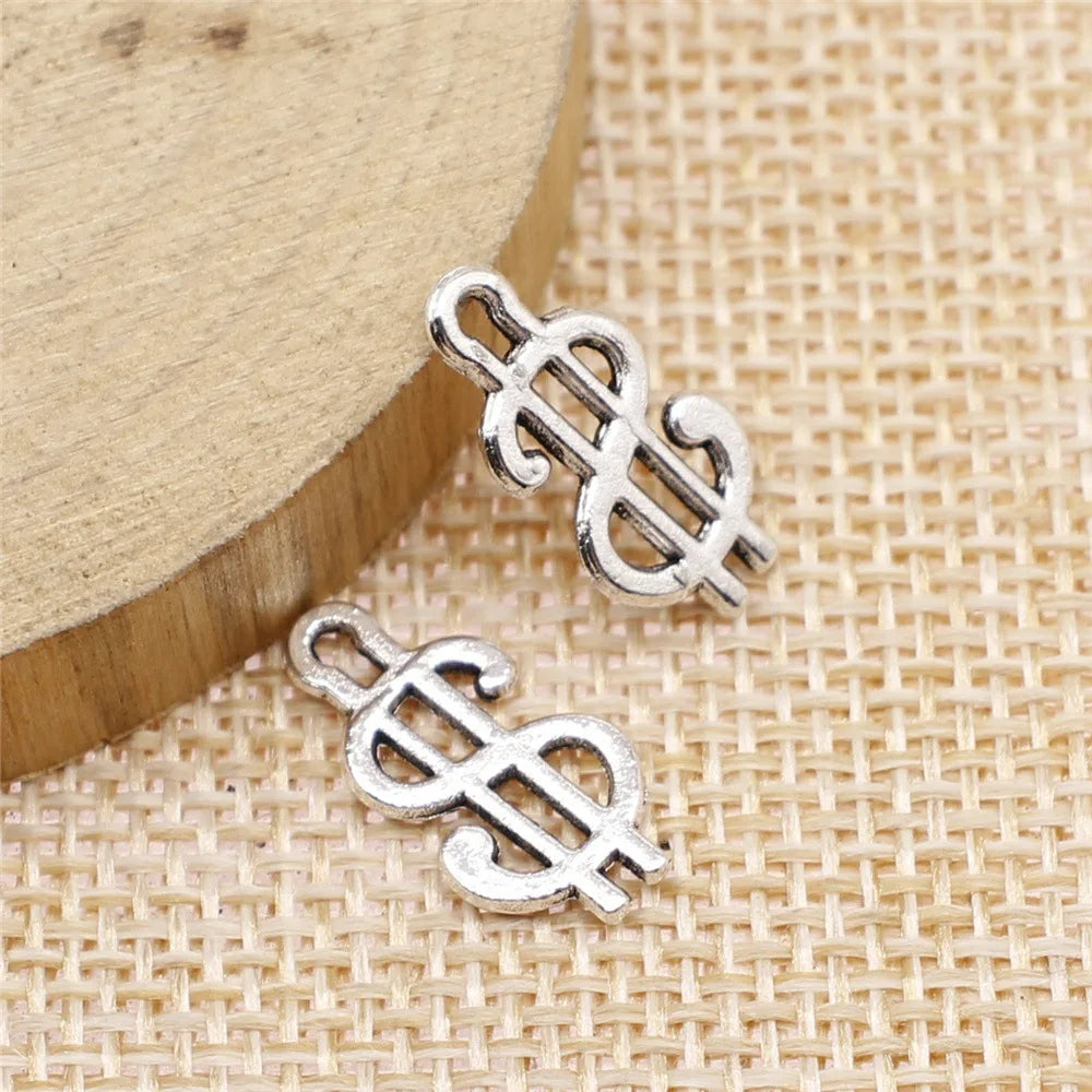 9x17mm 0.6g Multicolor Zinc Alloy Dollar Sign Charm Pendant for DIY Bracelet Necklace Making