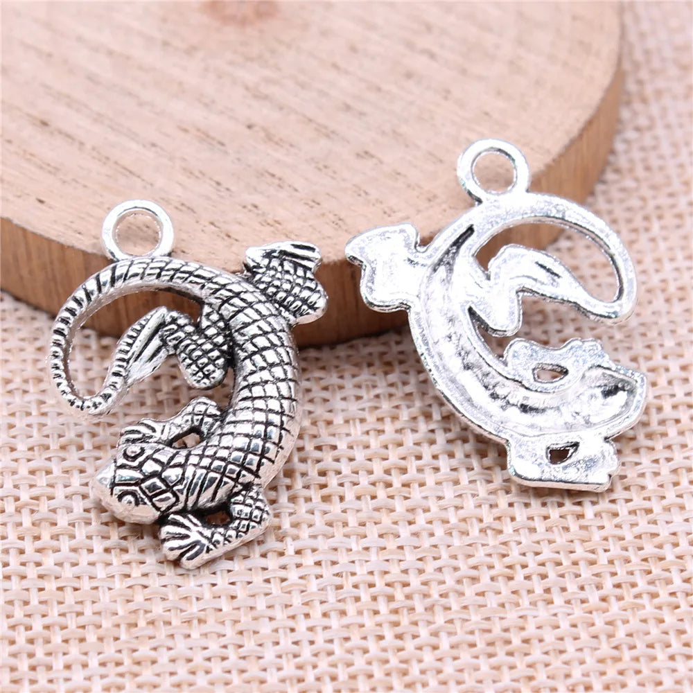 31x24mm 4g Multicolor Zinc Alloy Gecko Charm Pendant for DIY Necklace Bracelet Making