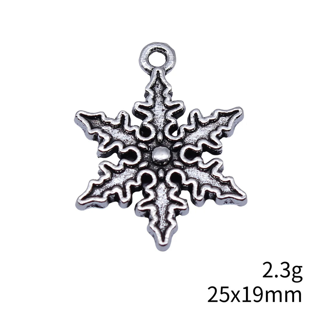 25x19mm 2.3g Antique Silver Zinc Alloy Snowflake Charm Pendant for DIY Winter Jewelry Making