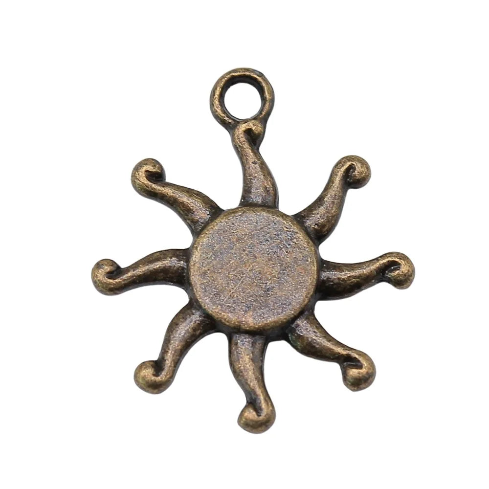 17mm 1g Zinc Alloy Sun Charm Pendant for Necklace Bracelet Earring DIY Jewelry Making