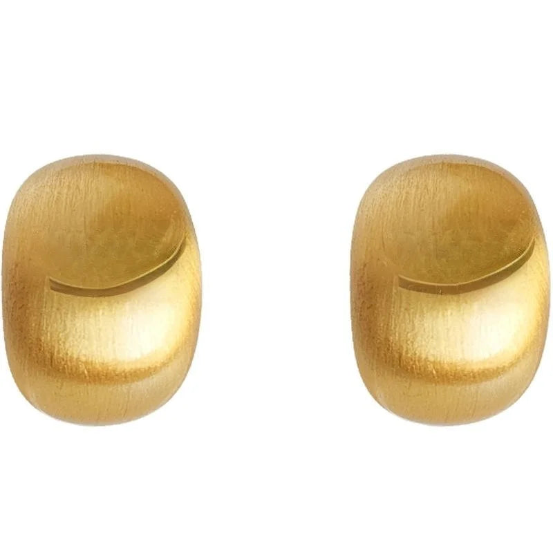 Light Luxury 14K Plated Copper Oval Geometric Stud Earrings With Matte Brushed Finish