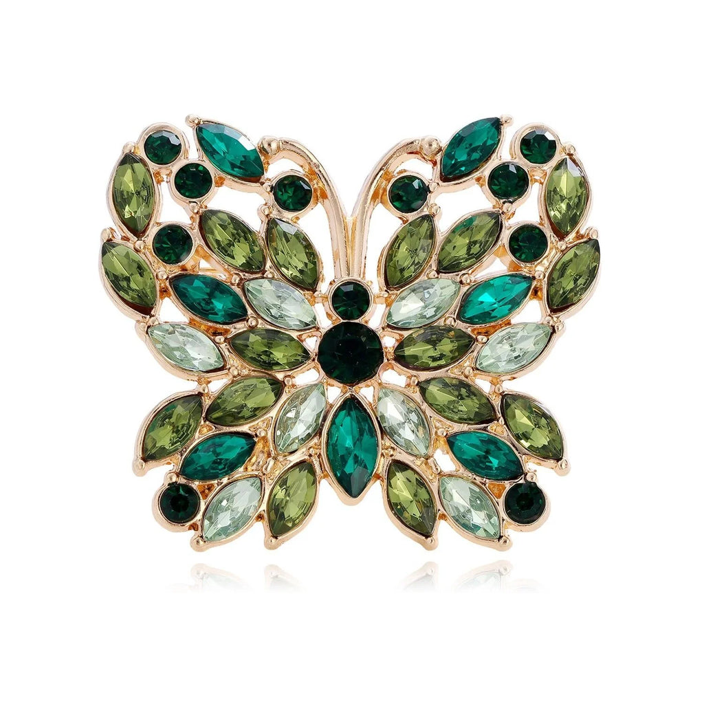 Luxury Rhinestone Butterfly Brooch For Women, Elegant Alloy Lapel Pin Corsage Coat Suit Accessory Gift