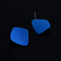 Klein Blue Rounded Square Enamel Alloy Stud & Clip On No Piercing Minimalist Geometric Earrings