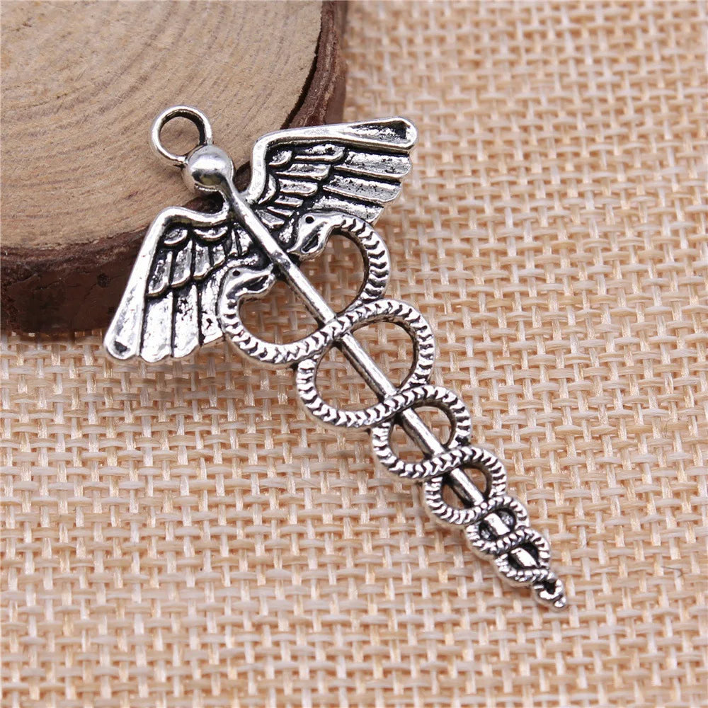 49x30mm 5.27g Multicolor Zinc Alloy Cane Medical Symbol Charm Pendant for DIY Jewelry Making