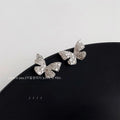 French Light Luxury Micro Pave Zircon Butterfly Copper Stud Earrings For Women