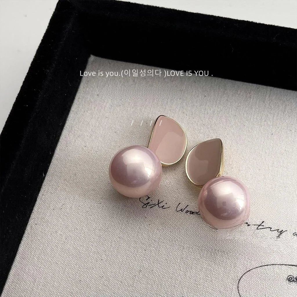 Elegant Irregular Geometric Large Pearl Drop Earrings 14K Plated Copper Fashion Jewelry
