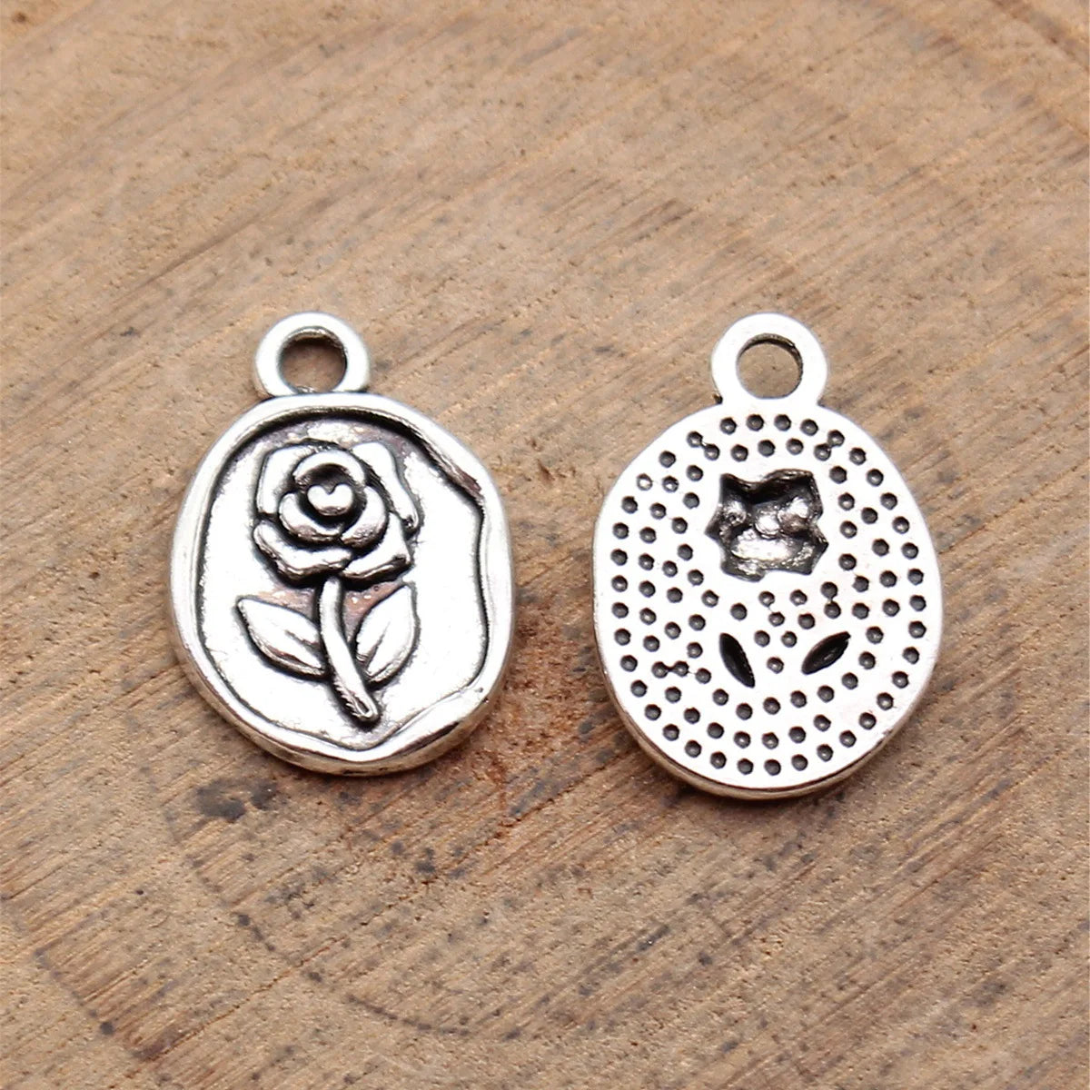 15x10mm 0.62g Antique Silver Zinc Alloy Rose Tag Charm Pendant for DIY Necklace Bracelet Jewelry