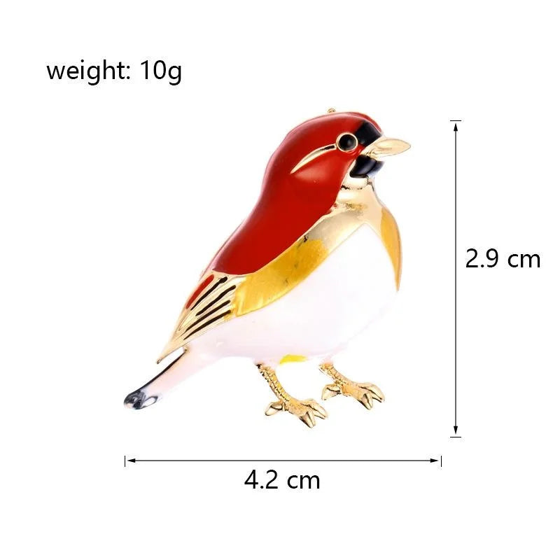 Cute Enamel Robin Bird Brooch Gold Tone Alloy Lapel Pin Elegant Corsage Suit Accessory Gift