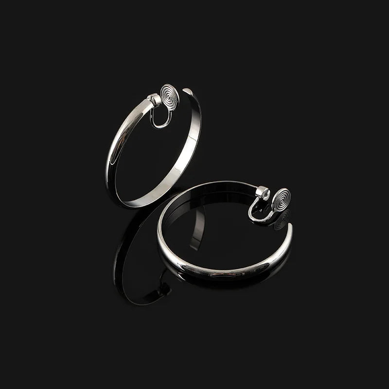 Elegant Smooth Round Alloy Hoop Stud & Clip On No Piercing Minimalist Metal Circle Earrings