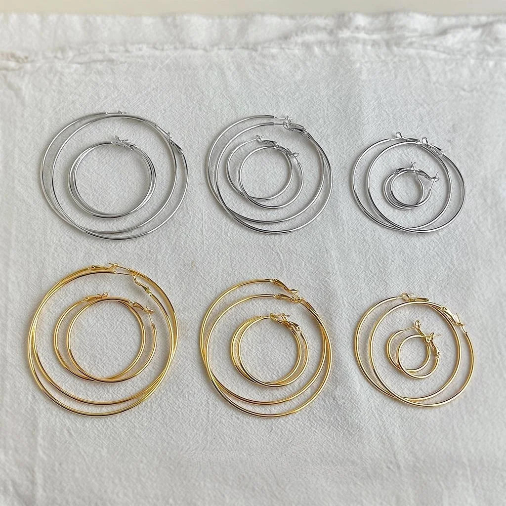 Minimalist Geometric Eco-Friendly Copper Hoop Earrings, Large Round Line Design