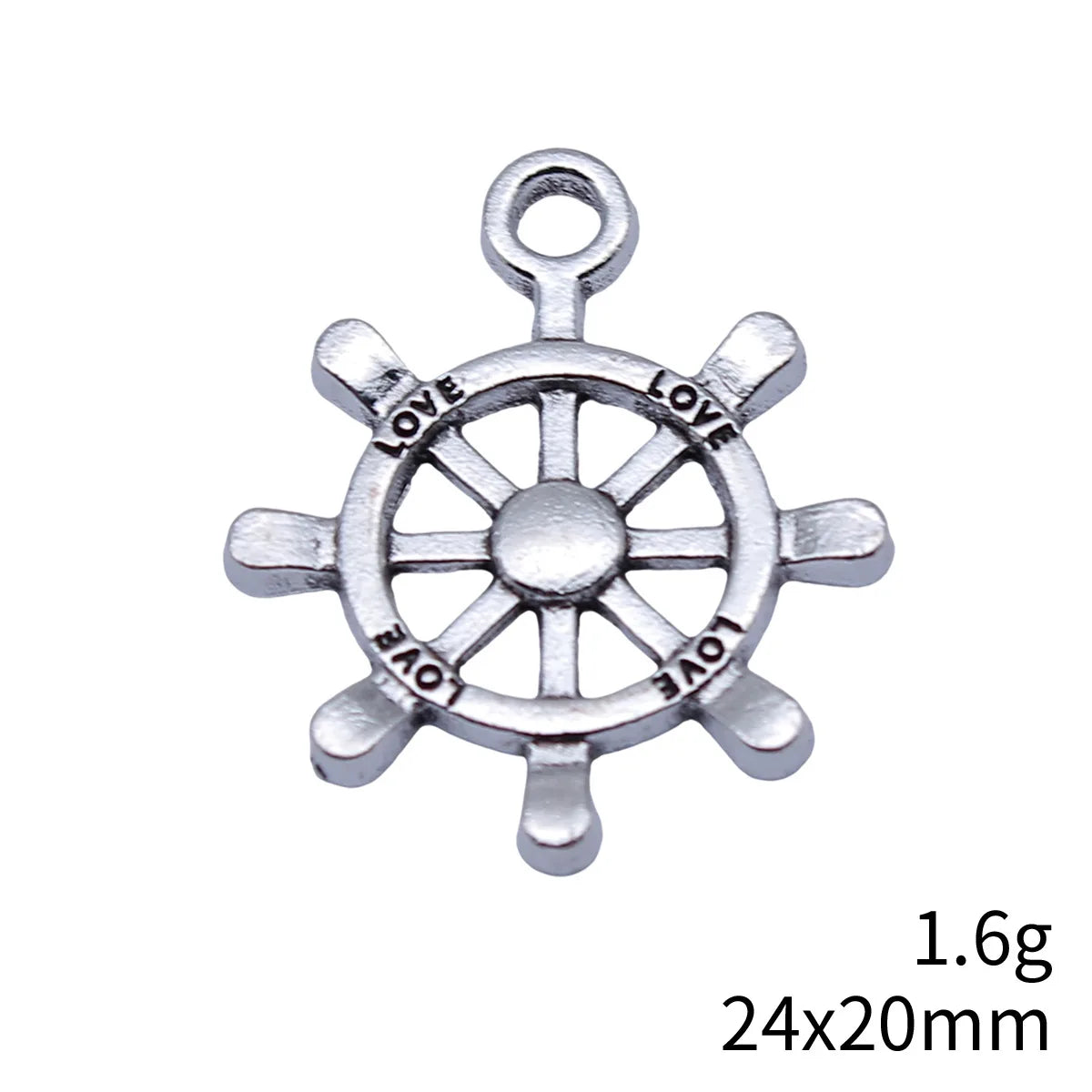 24x20mm 1.6g Antique Silver Zinc Alloy Ship Wheel Rudder Charm Pendant for DIY Nautical Jewelry