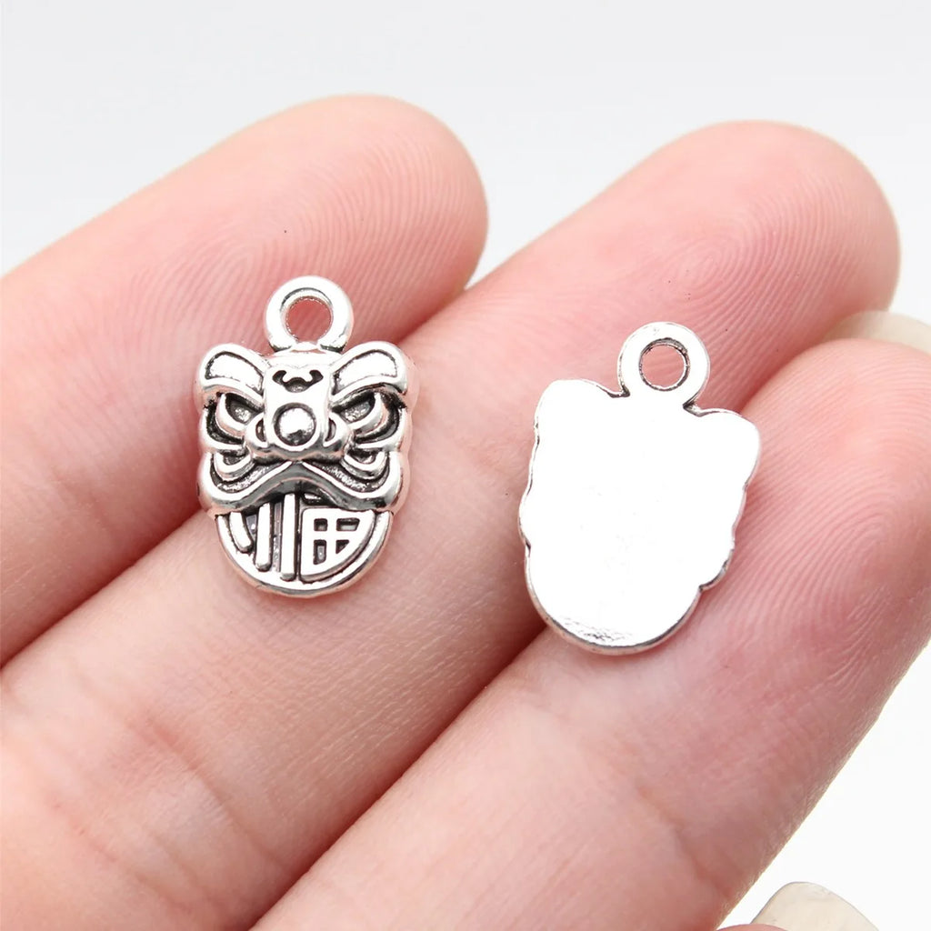 16x10mm 1.45g Multicolor Zinc Alloy Chinese Fu Lion Dance Charm Pendant for Necklace Bracelet Jewelry Making