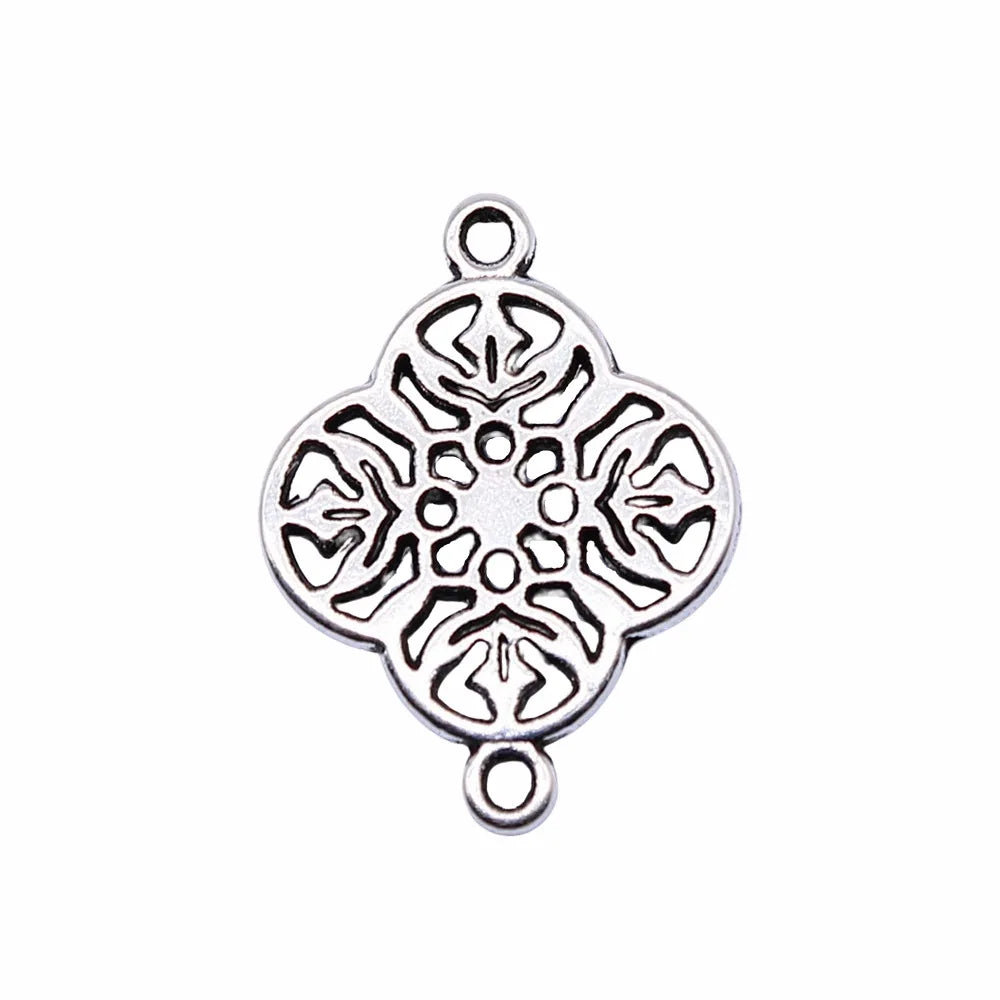 20x15mm 1g Multi Color Zinc Alloy Hollow Flower Connector Charm for DIY Bracelet Necklace Making