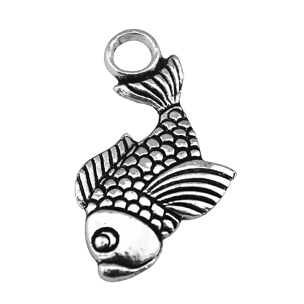 32x19mm 1.8g Antique Silver Zinc Alloy Fish Charm Pendant for DIY Necklace Bracelet Making