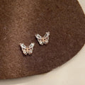 Mini Micro Pave Zircon Butterfly Copper Stud Earrings For Women Sweet Minimalist Jewelry