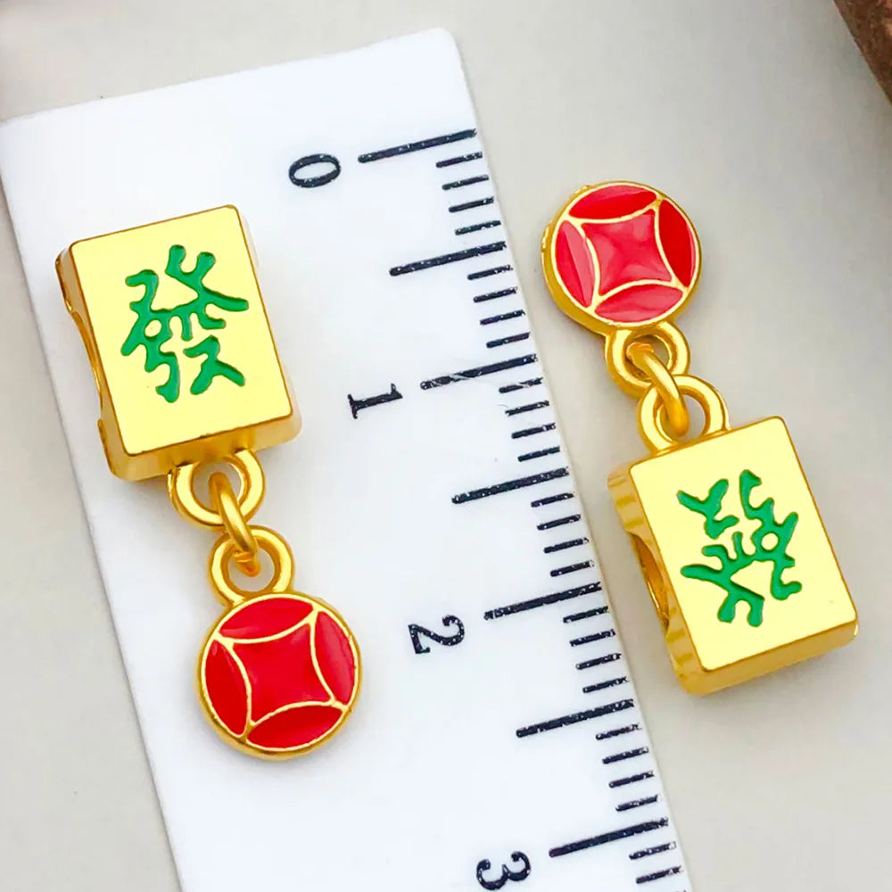 Zinc Alloy Antique Gold Mahjong Yuanbao Spacer Beads for DIY Bracelet Necklace